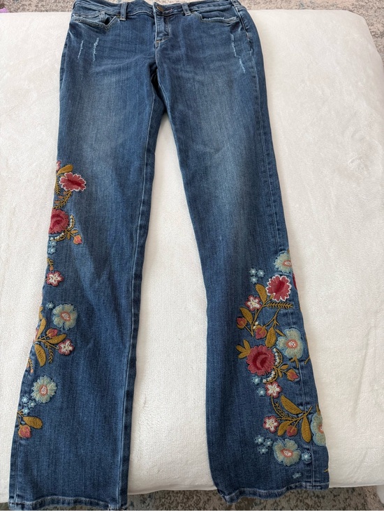 Sundance Denim - Sundance Magnolia Jeans Womens 27 Blue Floral Embroidered Straight Leg Denim E03